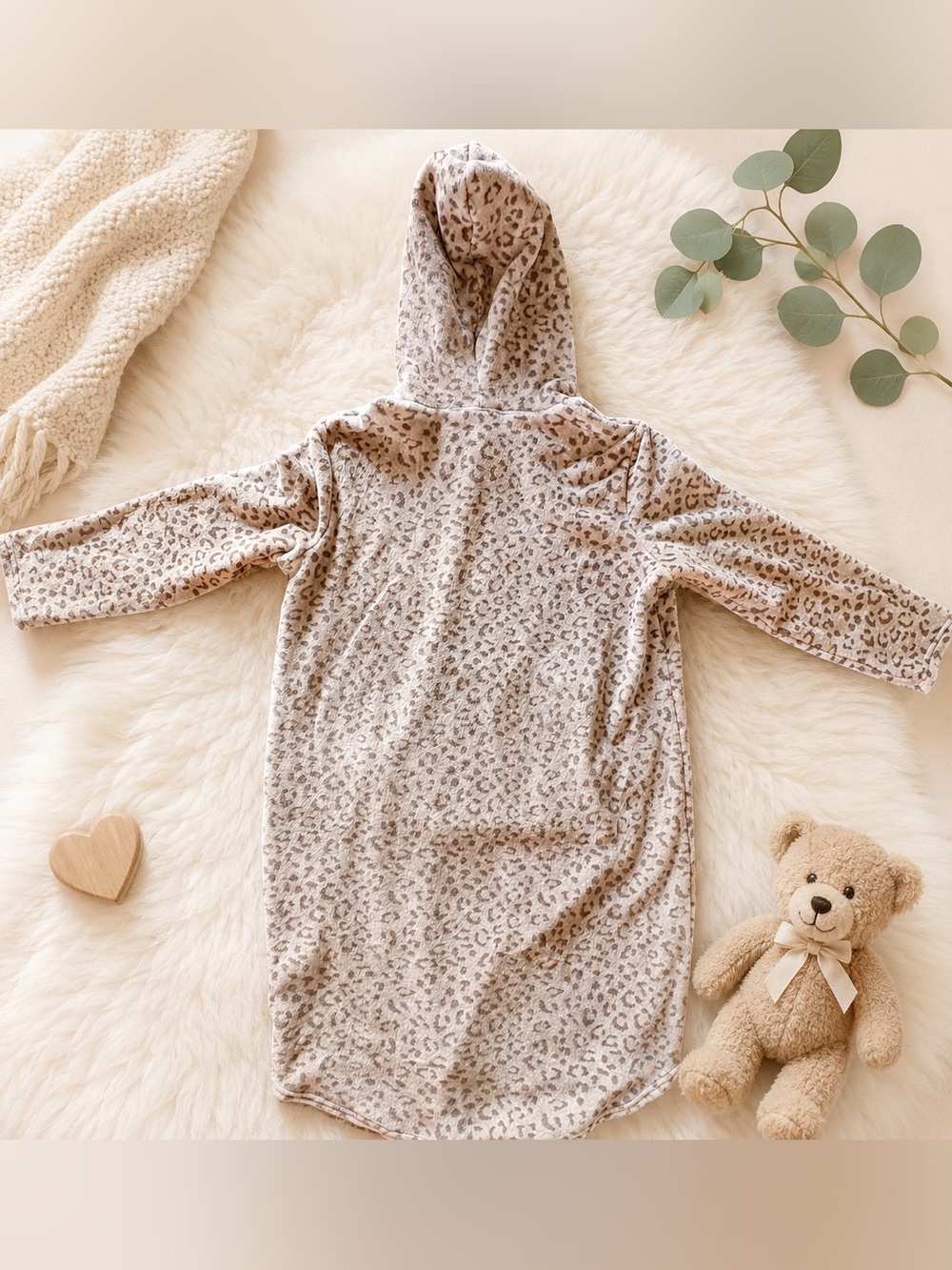 Soft Beige Leopard Hooded PJs for women,
S/M - Picture 1 of 5